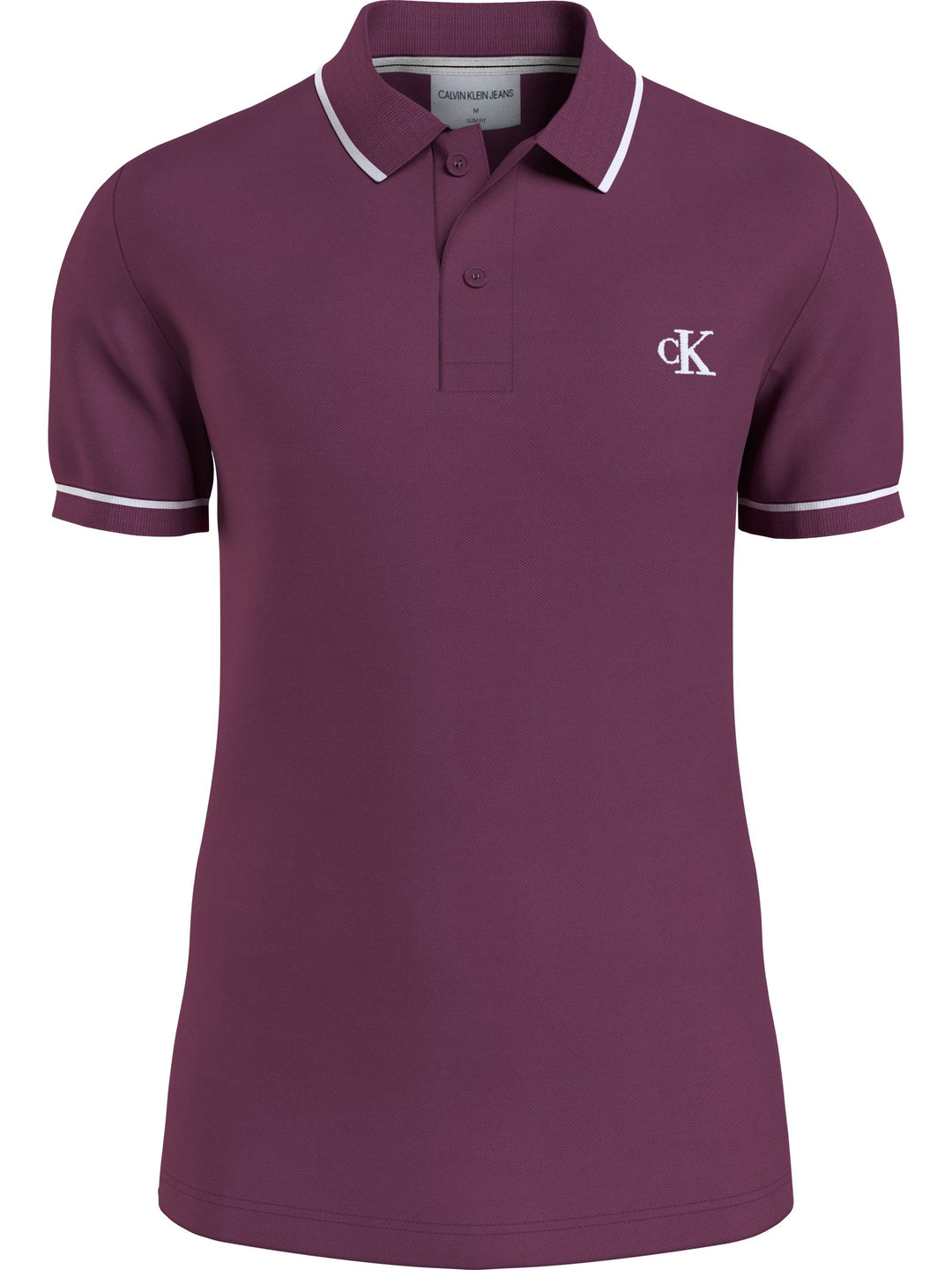 CKJ TIPPING SLIM POLO - AMARANTH