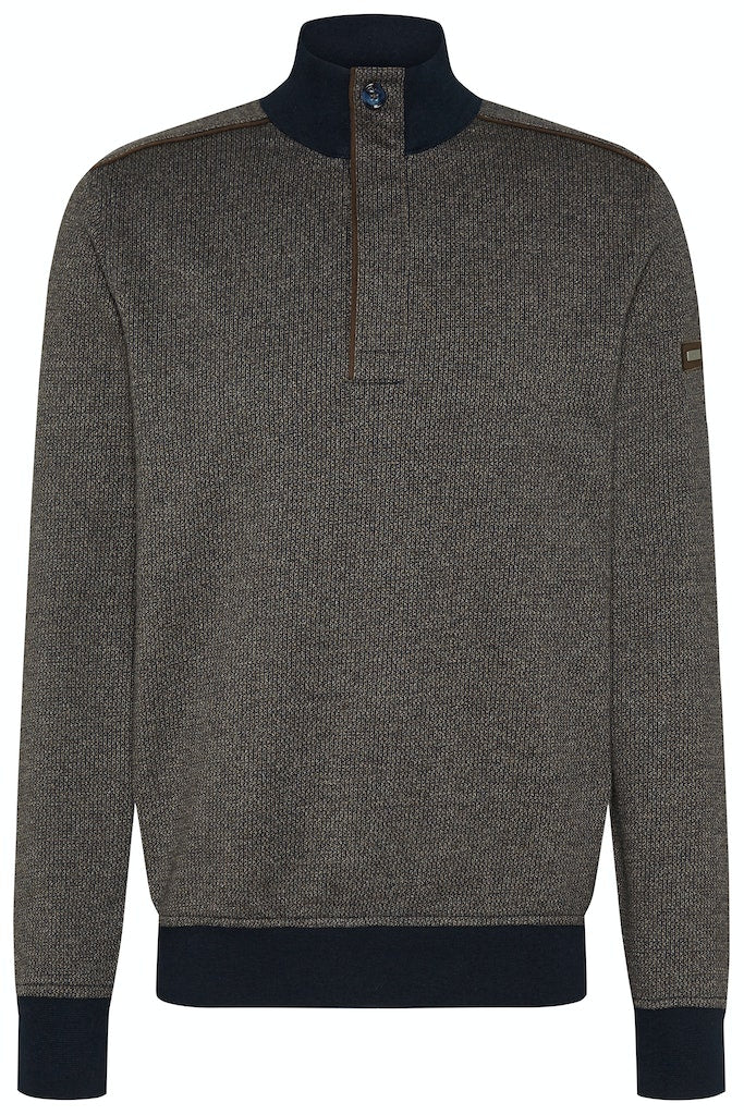 BUGATTI 1/4 ZIP SWEAT - BROWN