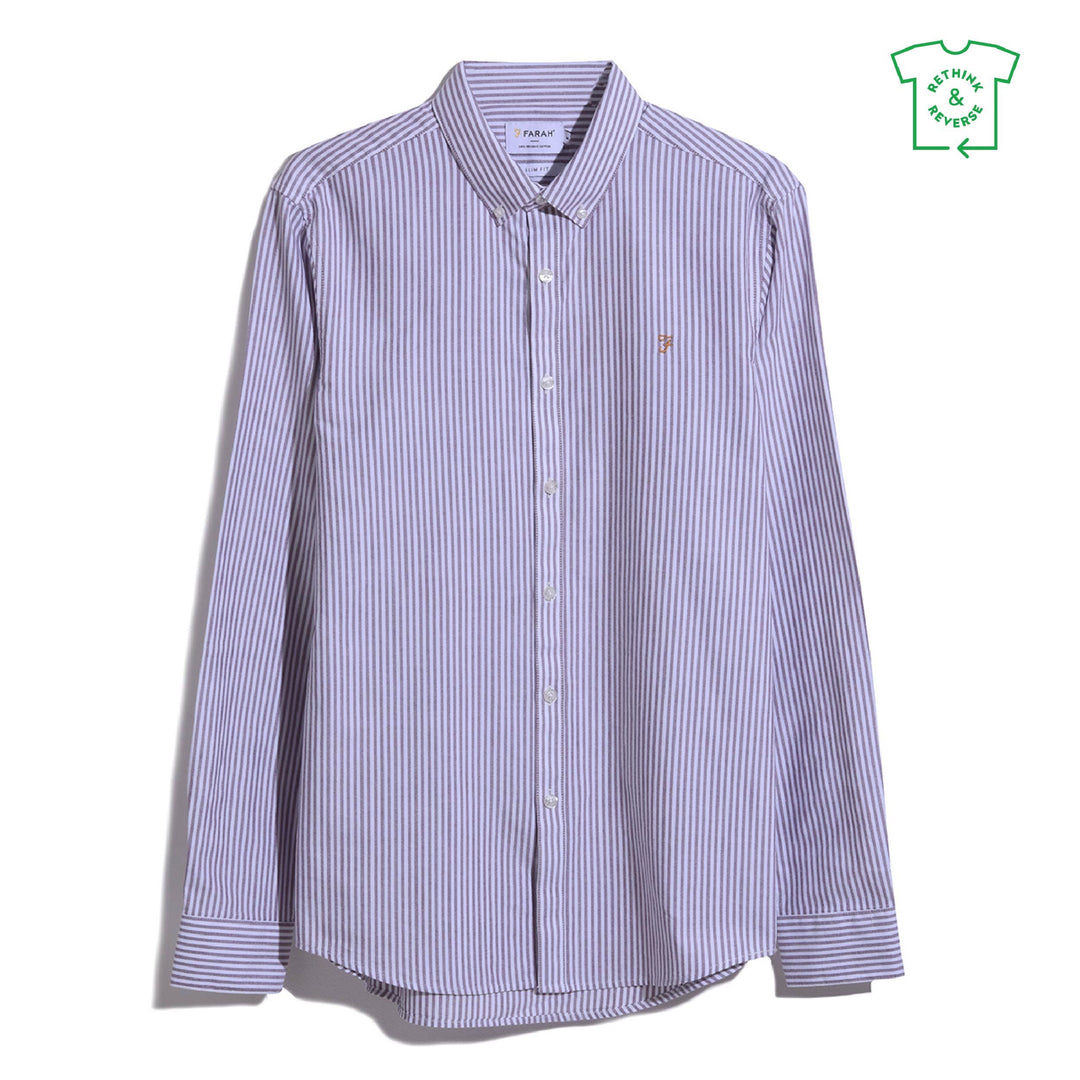 FARAH BREWER STRIPE LS - BORDEAUX