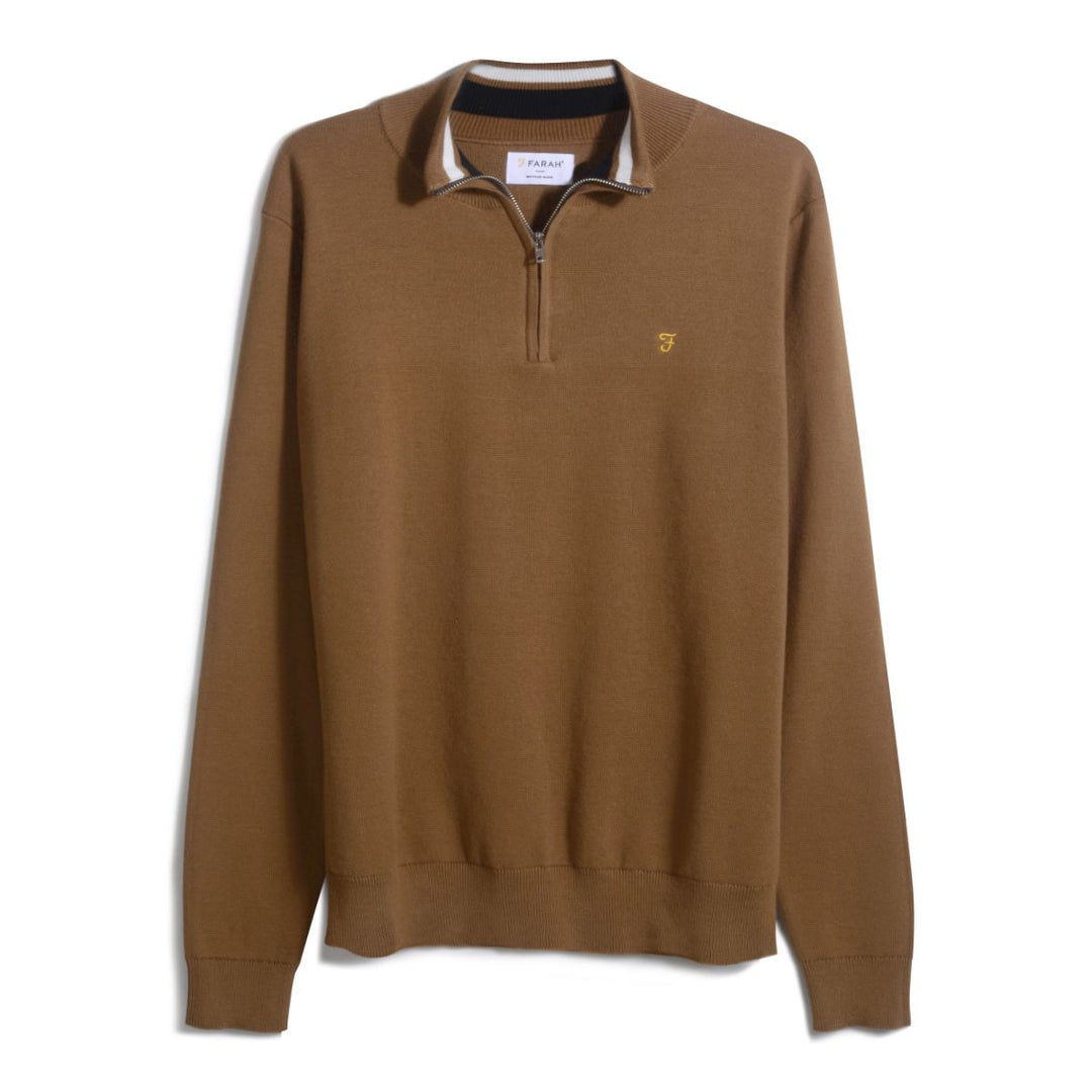 FARAH LOUDER 1/4 ZIP - RICH TOBACCO