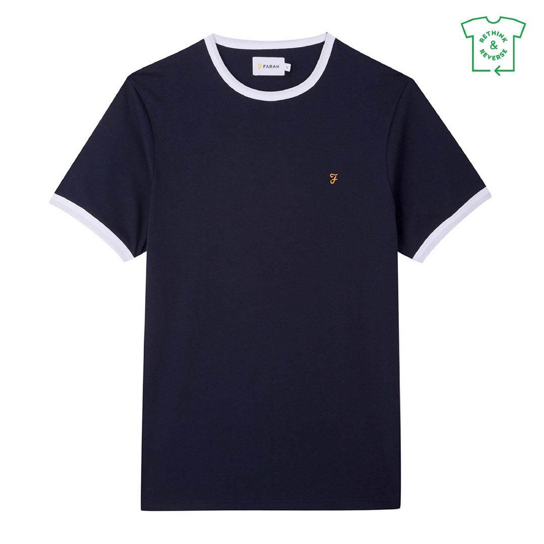 FARAH GROVES RINGER TEE - NAVY