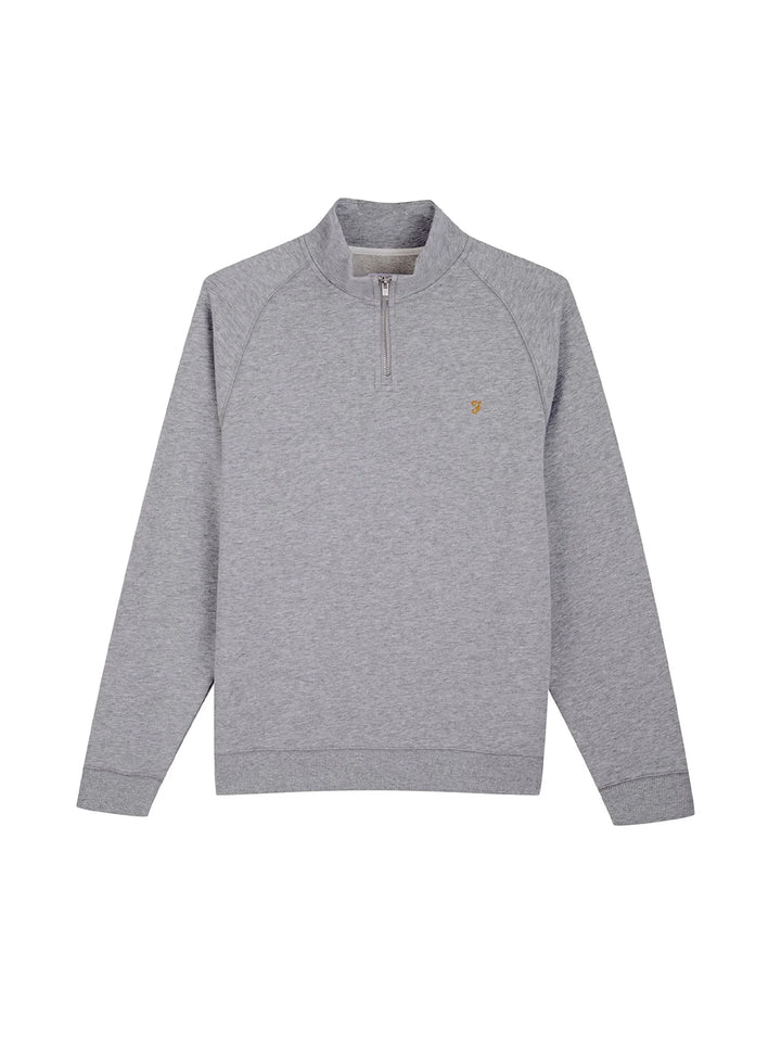 FARAH JIM 1/4 ZIP - LIGHT GREY MARL