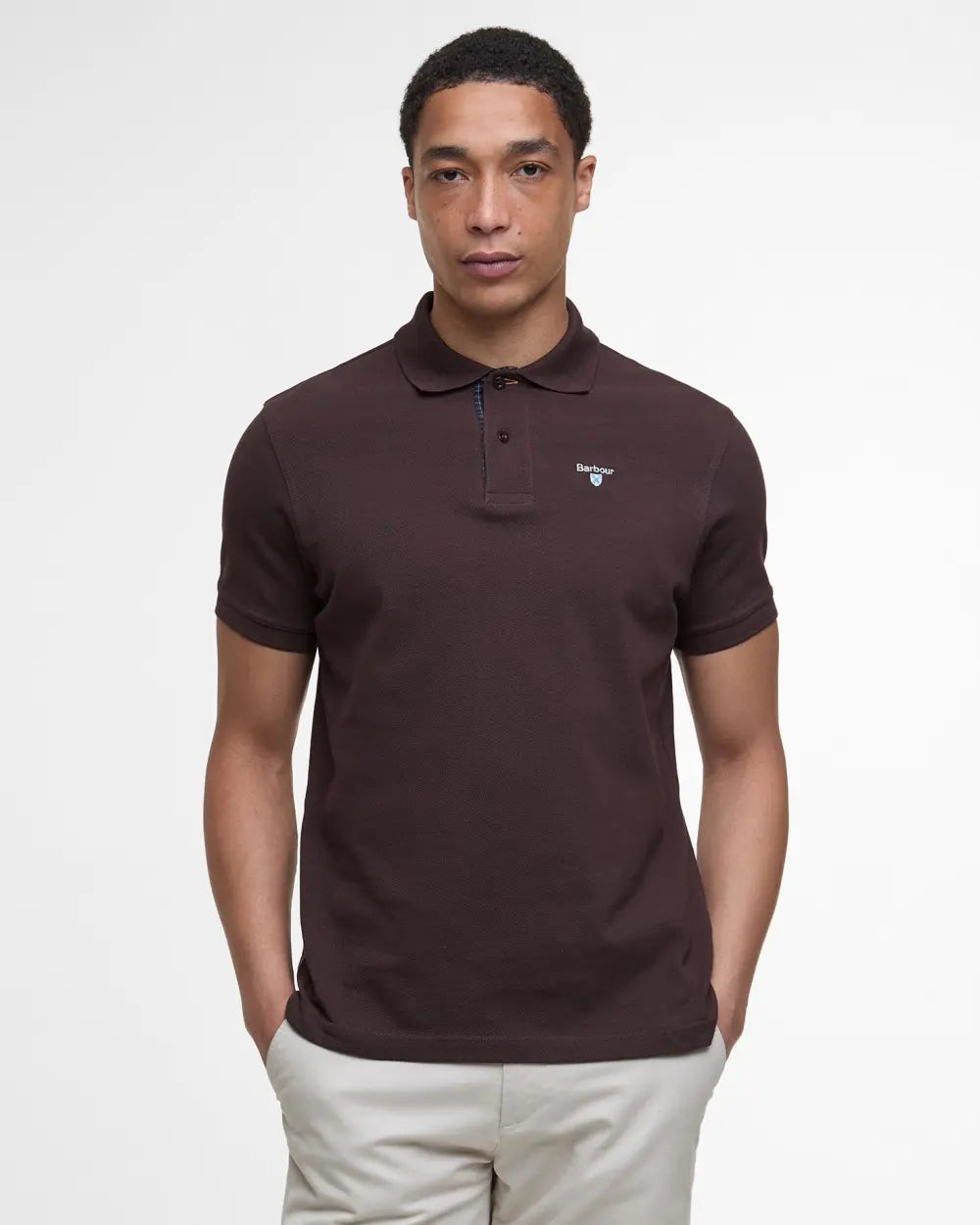 BARBOUR TARTAN PIQUE POLO - DARK OAK