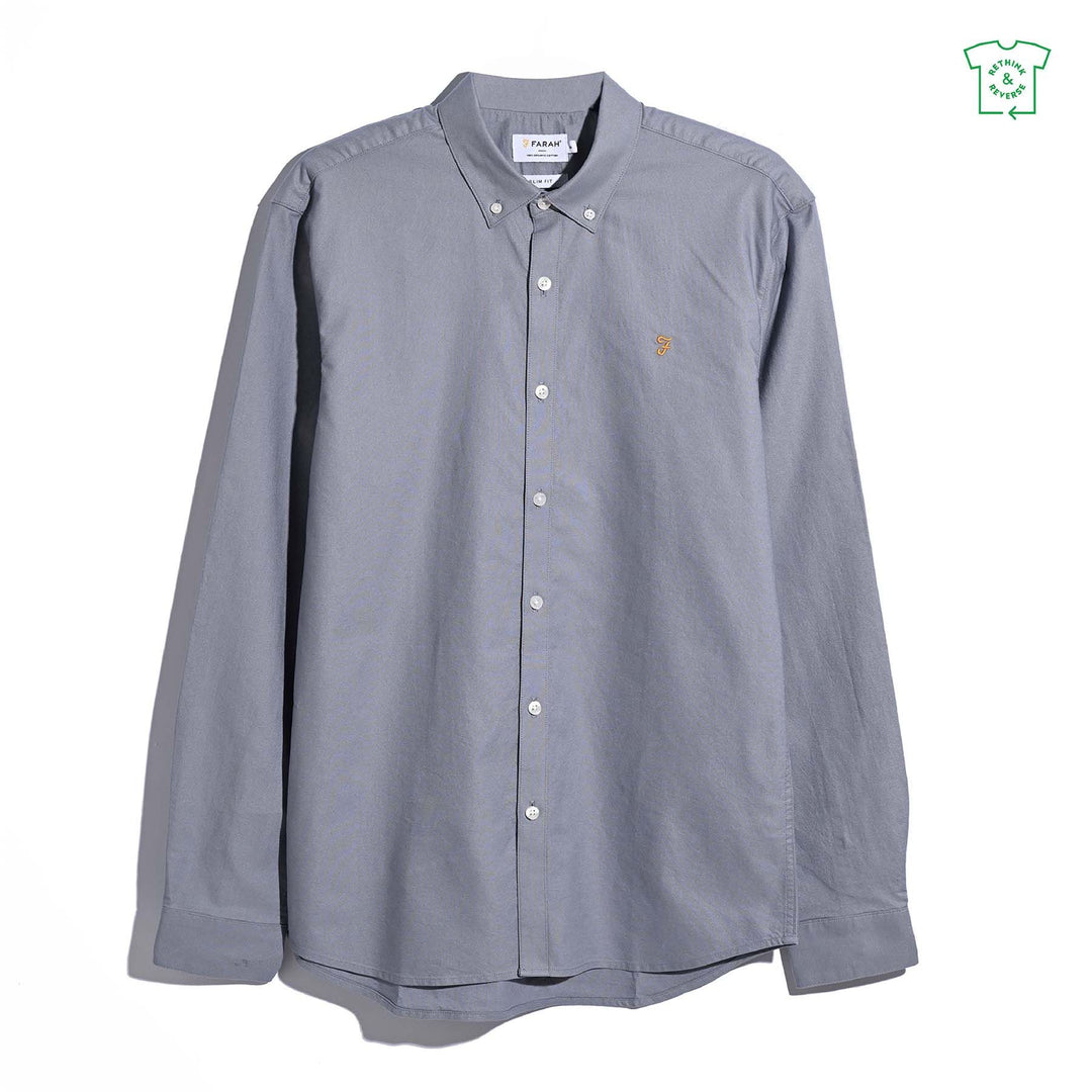 FARAH BREWER LS SHIRT - ICELANDIC BLUE