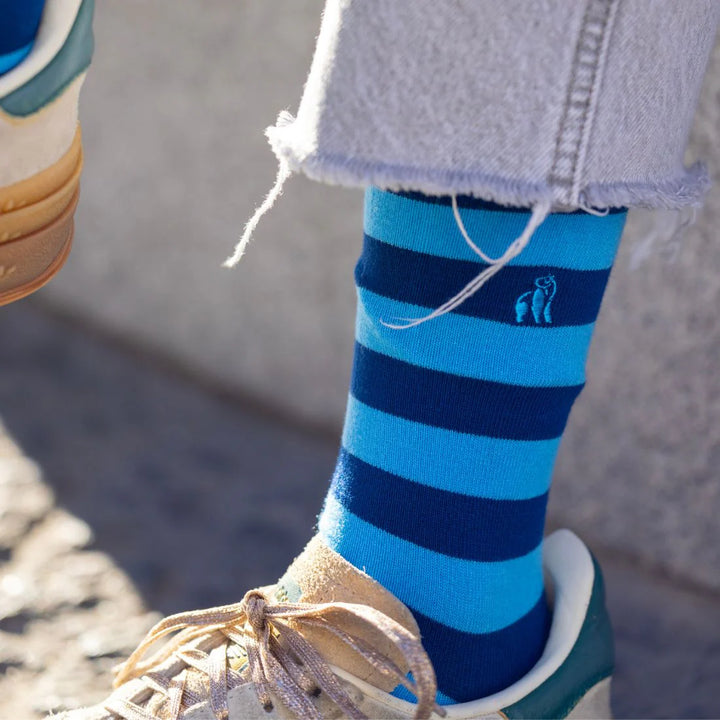 SWOLE PANDA SP093 SKY BLUE STRIPED SOCKS