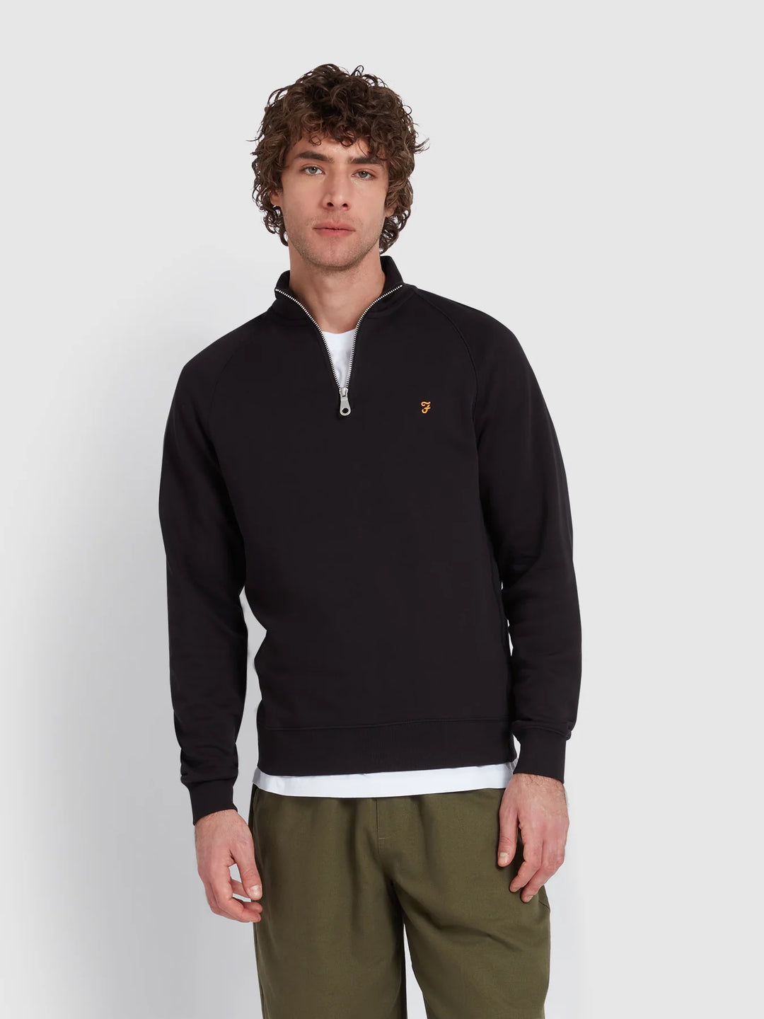 FARAH JIM 1/4 ZIP - BLACK