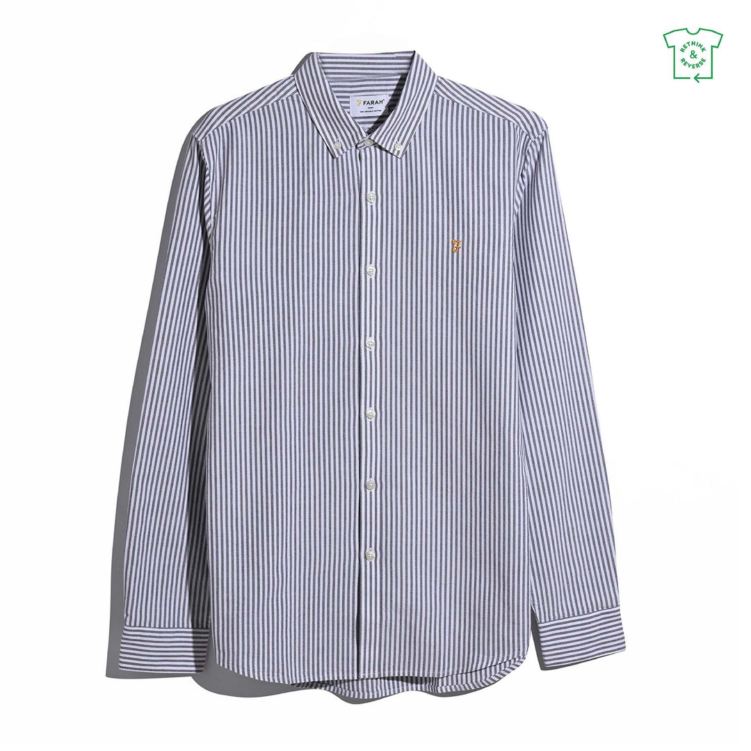 FARAH BREWER STRIPE LS SHIRT - DEEP PURPLE