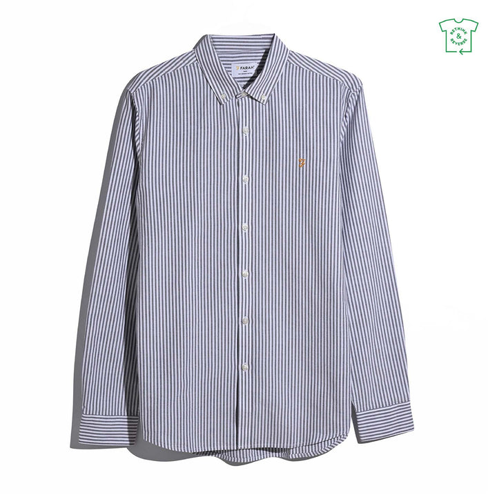 FARAH BREWER STRIPE LS SHIRT - DEEP PURPLE
