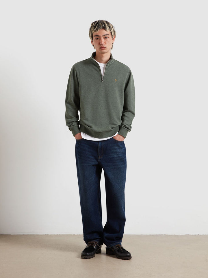FARAH ARNOLD 1/4 ZIP - ROSEMARY MARL