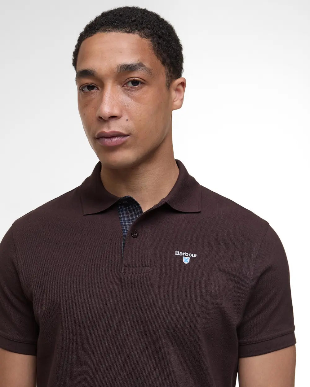 BARBOUR TARTAN PIQUE POLO - DARK OAK