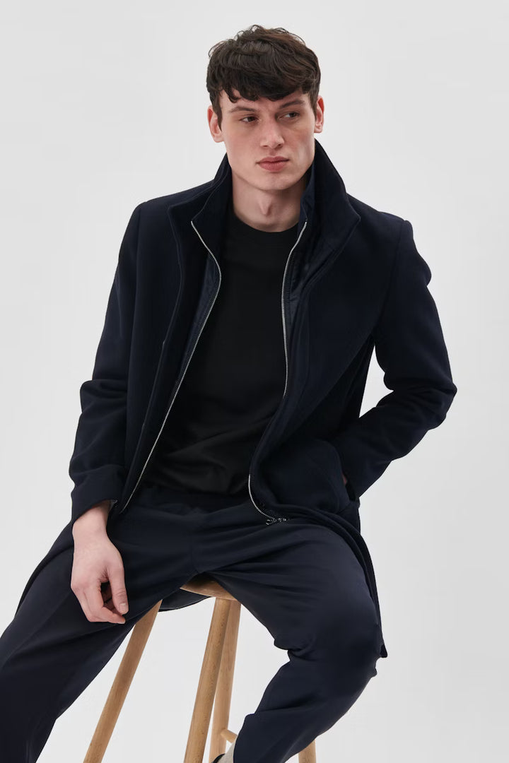 MATINIQUE HARVEY WOOL COAT - DARK NAVY