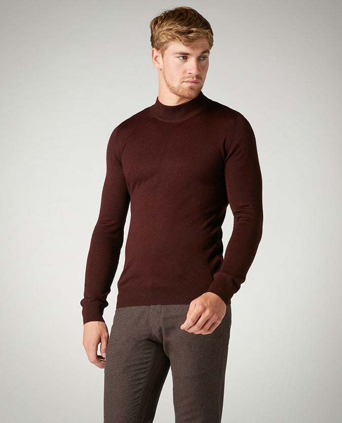 REMUS UOMO LS TURTLE NECK - BURGUNDY