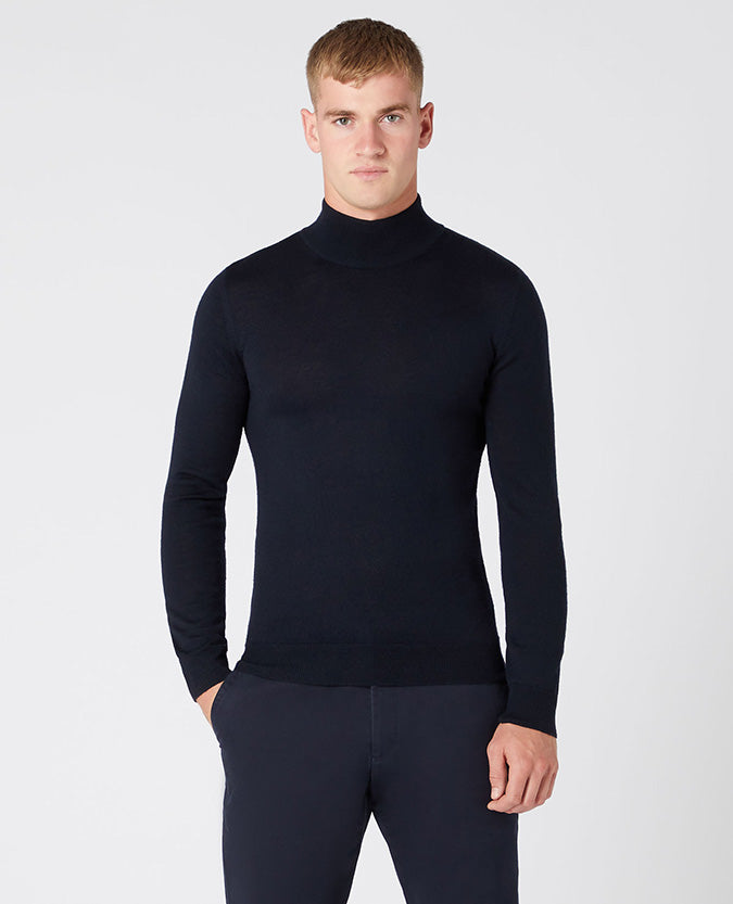 REMUS UOMO LS TURTLE NECK - NAVY