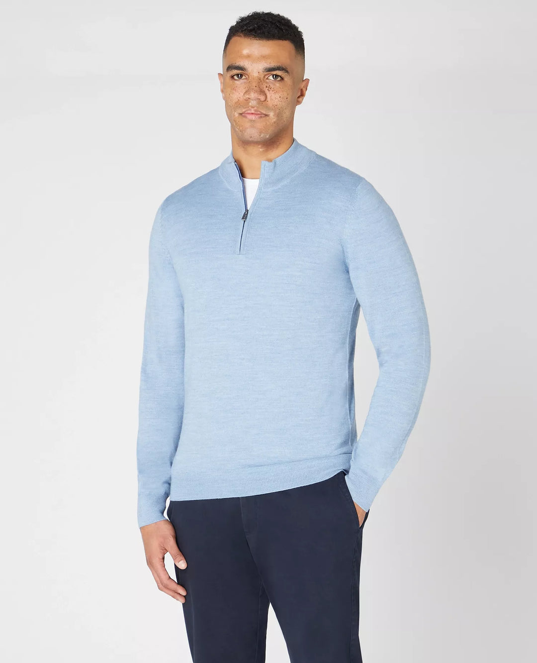 REMUS UOMO 58401 1/2 ZIP KNIT - 23 BLUE