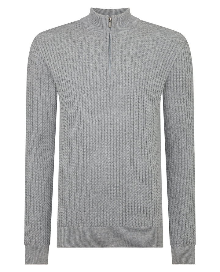 REMUS UOMO HALF ZIP - LIGHT GREY