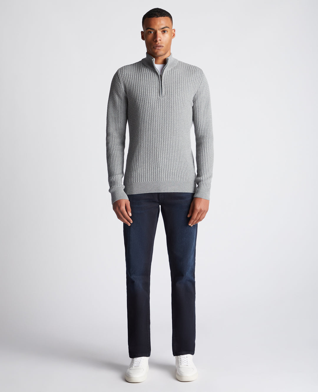 REMUS UOMO HALF ZIP - LIGHT GREY
