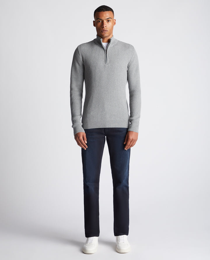 REMUS UOMO HALF ZIP - LIGHT GREY