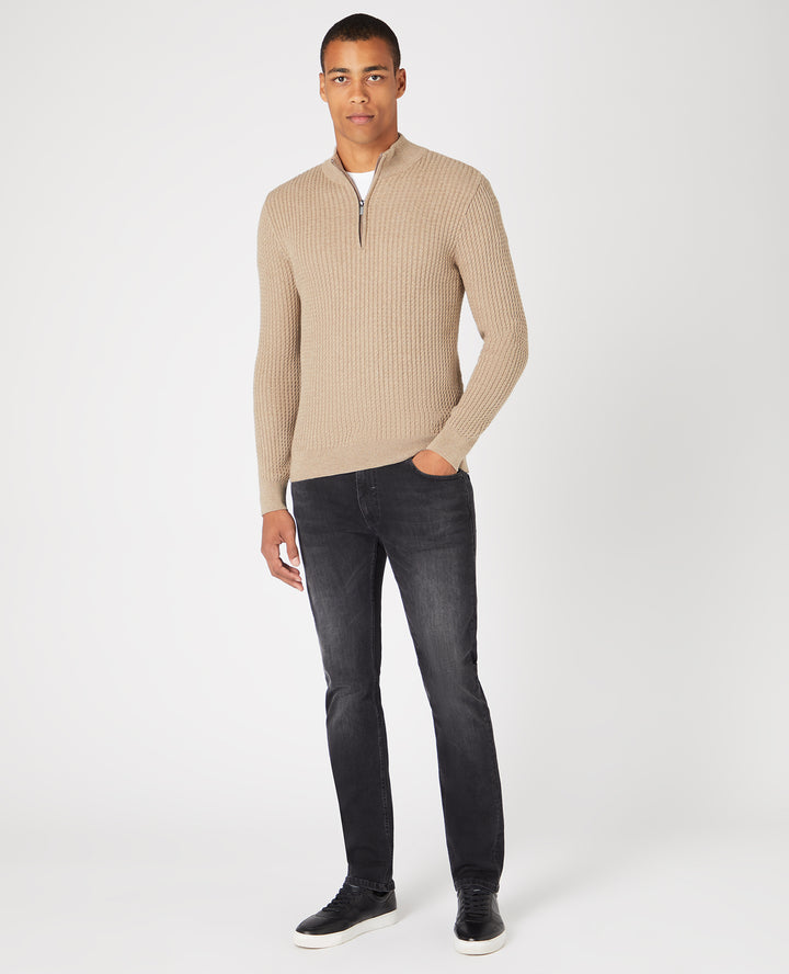 REMUS UOMO HALF ZIP - SAND