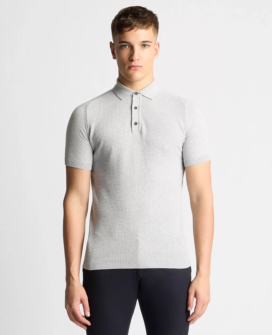 REMUS UOMO 58679 SS KNIT POLO - 02 SILVE