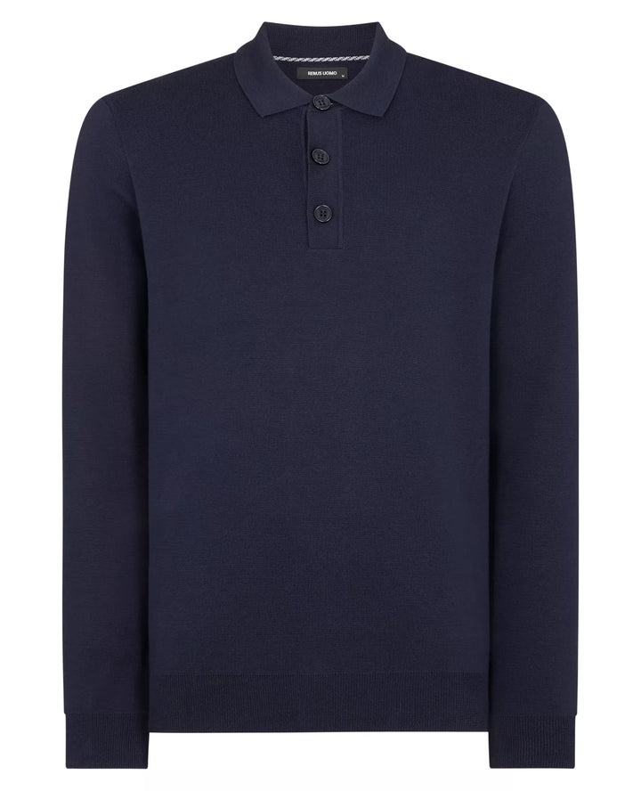REMUS UOMO 58690 LS POLO SWEAT - 78 NAVY