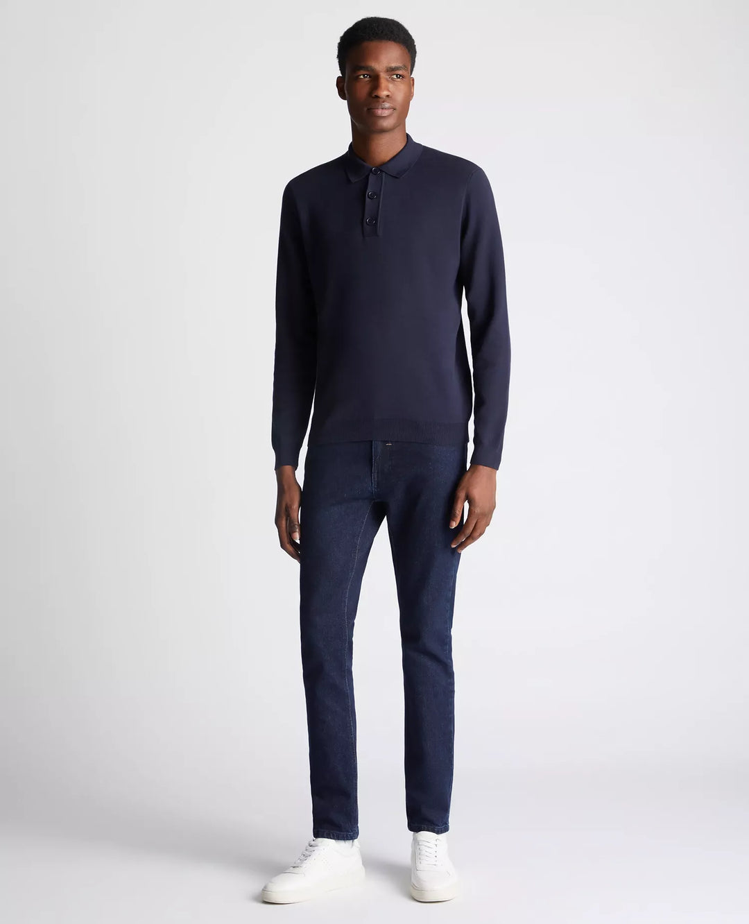 REMUS UOMO 58690 LS POLO SWEAT - 78 NAVY