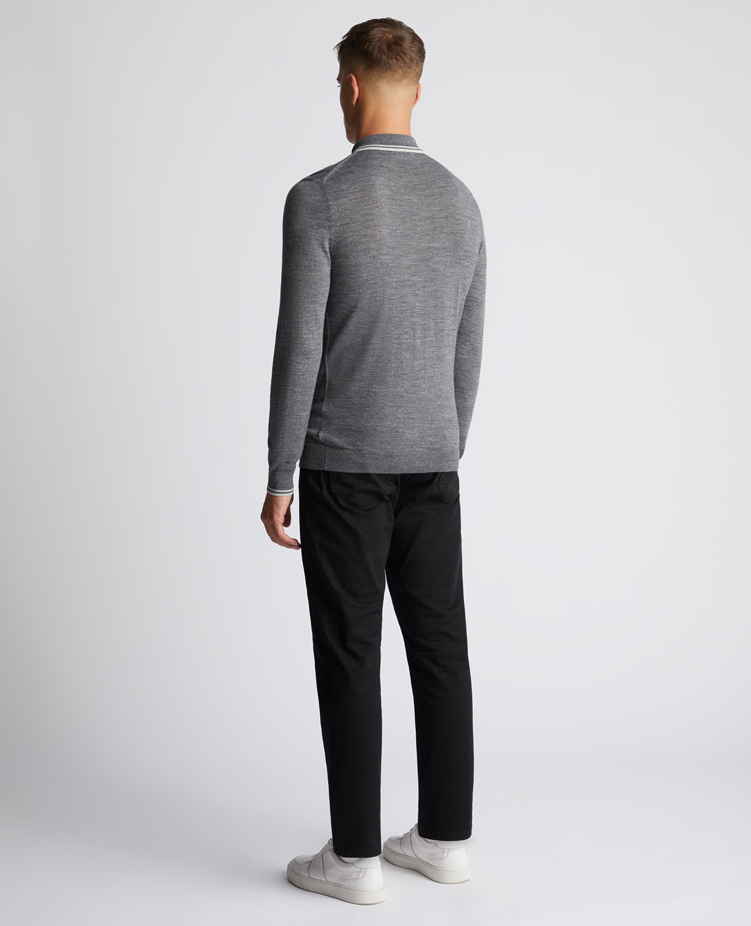 REMUS UOMO LS KNITTED POLO - GREY