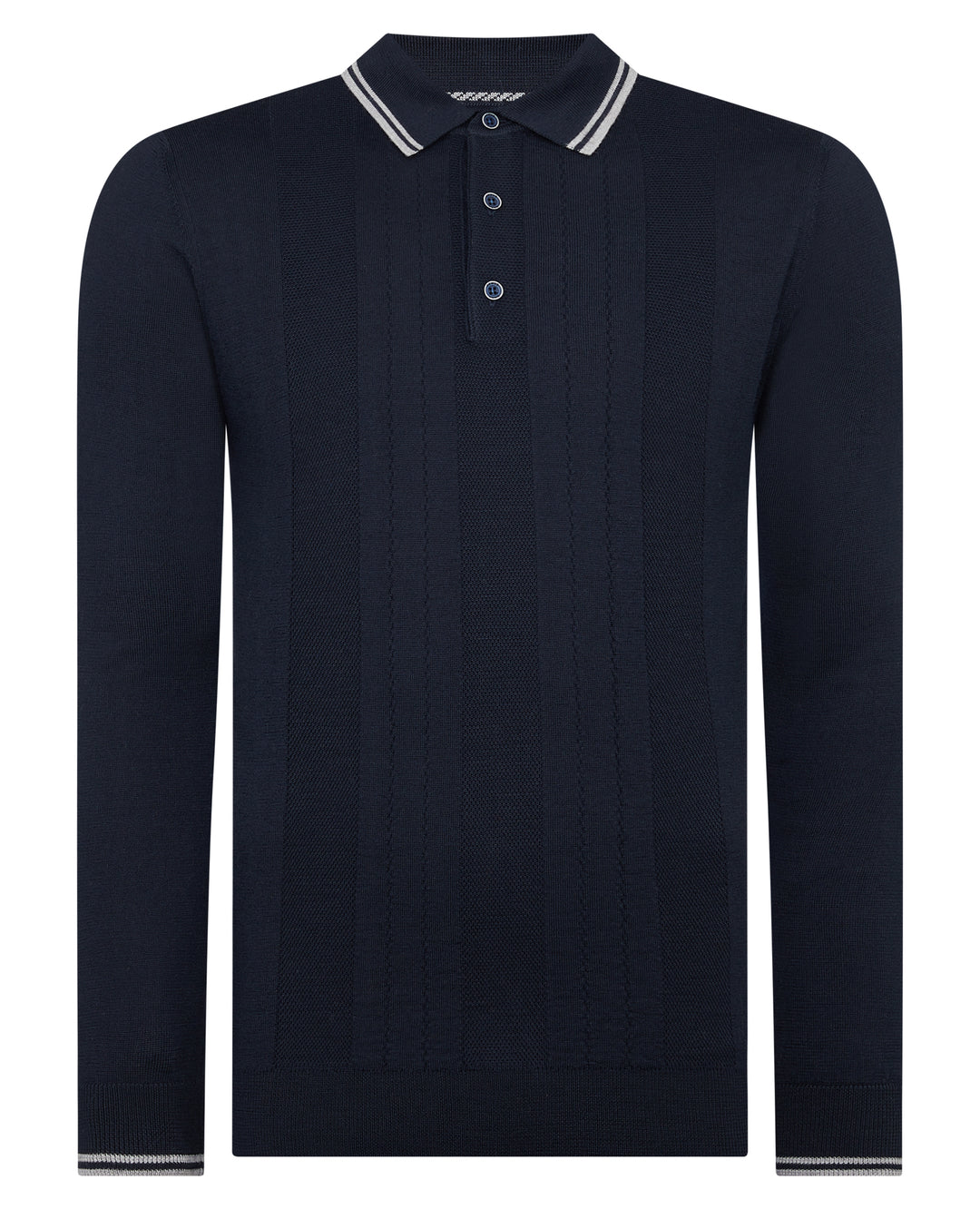 REMUS UOMO LS KNITTED POLO - NAVY