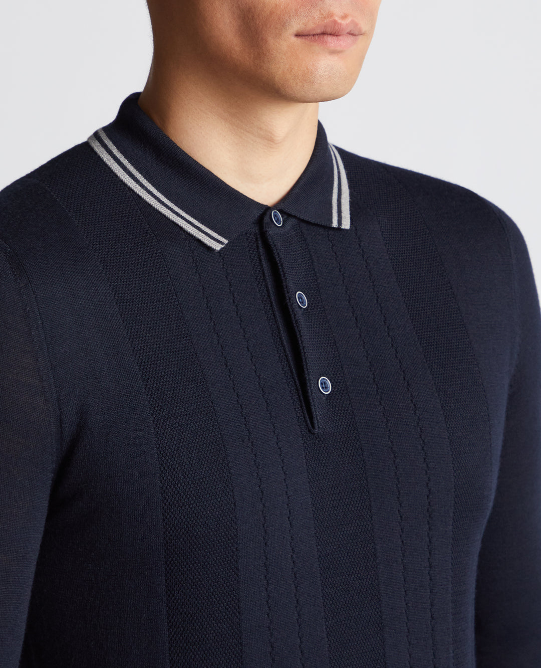 REMUS UOMO LS KNITTED POLO - NAVY