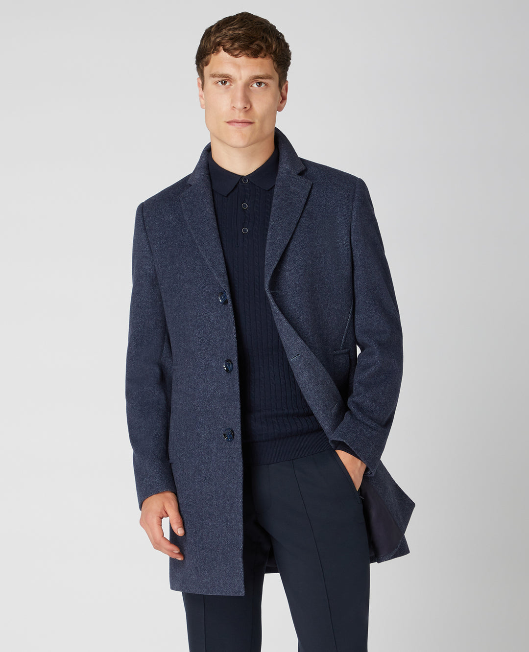 REMUS UOMO QUINN OVERCOAT - DARK BLUE