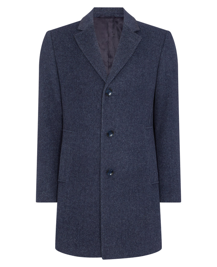 REMUS UOMO QUINN OVERCOAT - DARK BLUE