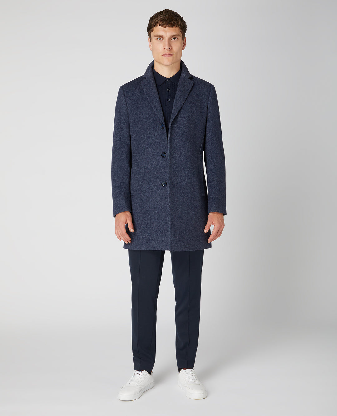 REMUS UOMO QUINN OVERCOAT - DARK BLUE