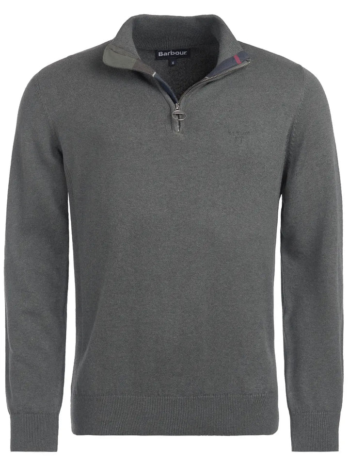 BARBOUR COTTON 1/2 KNIT JUMPER - OLIVE M
