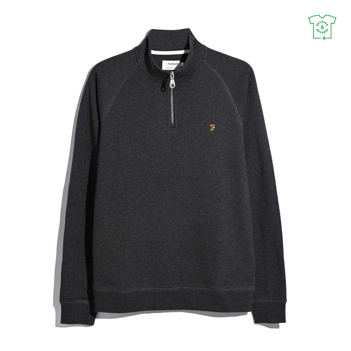 FARAH ARNOLD 1/4 ZIP - WASHED BLACK