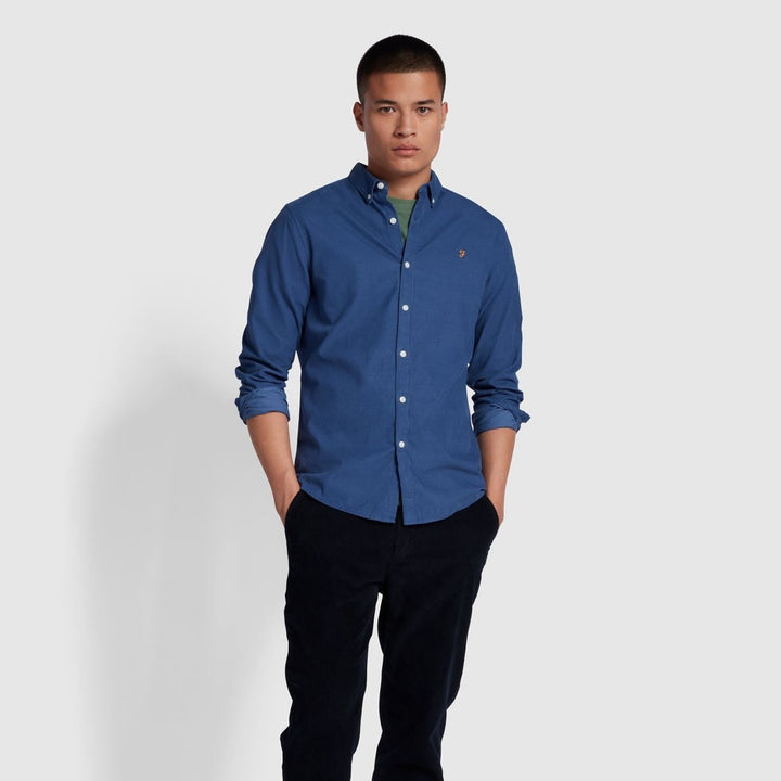 FARAH FONTELLA CORD LS SHIRT - STEEL BLU