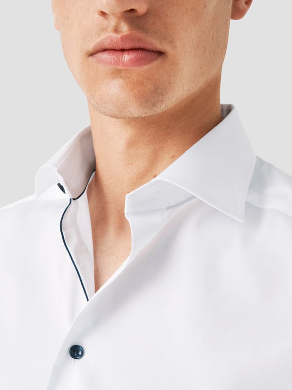 ETON CONTEMPORARY FIT WHITE NAVY DETAILS SIGNATURE TWILL SHIRT