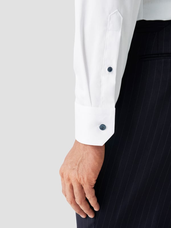 ETON CONTEMPORARY FIT WHITE NAVY DETAILS SIGNATURE TWILL SHIRT