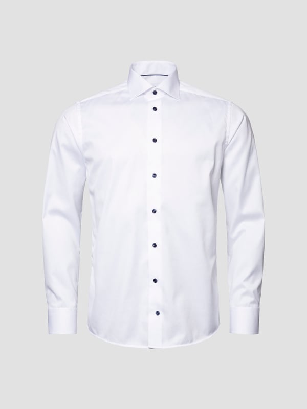 ETON CONTEMPORARY FIT WHITE NAVY DETAILS SIGNATURE TWILL SHIRT