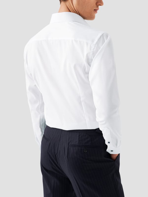ETON CONTEMPORARY FIT WHITE NAVY DETAILS SIGNATURE TWILL SHIRT