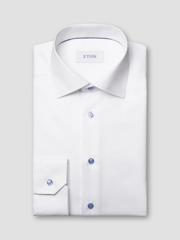 ETON SLIM LIGHT BLUE DETAILS TWILL SHIRT