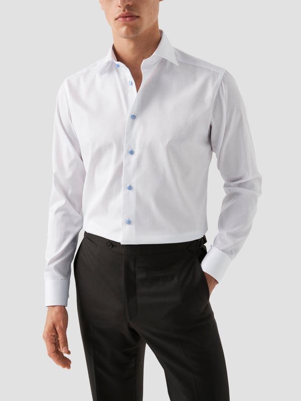 ETON SLIM LIGHT BLUE DETAILS TWILL SHIRT