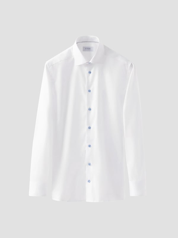 ETON SLIM LIGHT BLUE DETAILS TWILL SHIRT