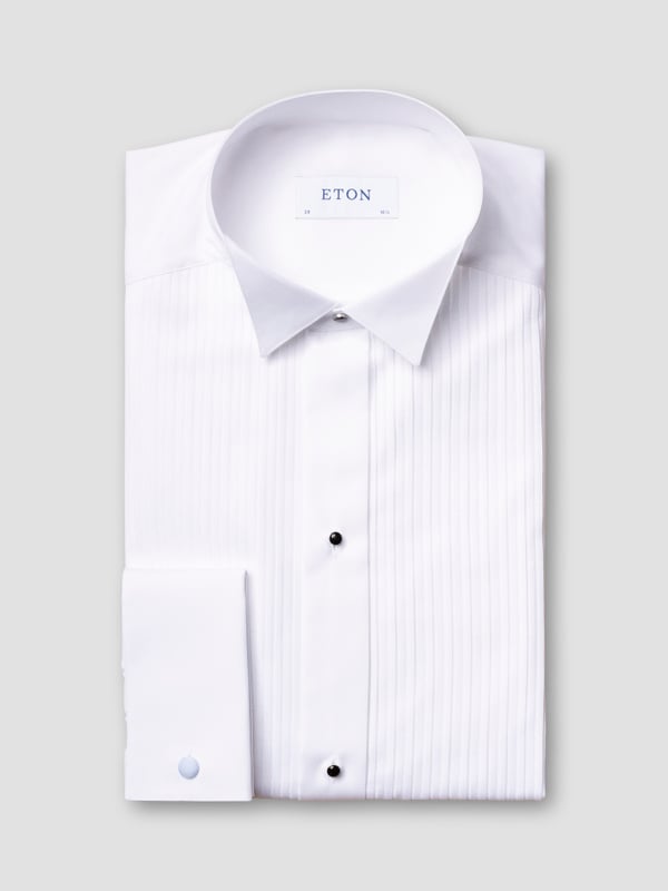ETON SLIM WHITE PLISSÉ WING COLLAR SHIRT