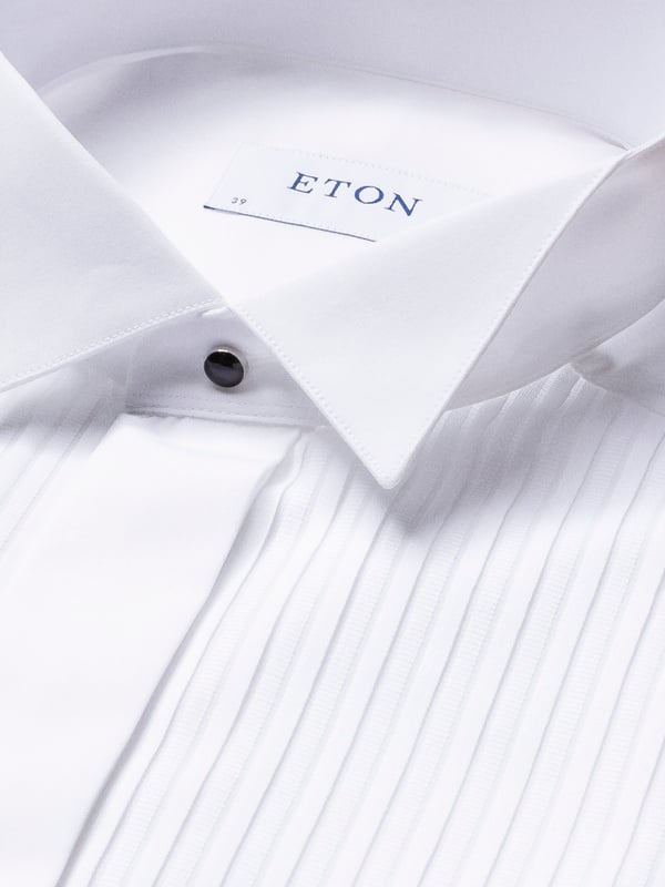 ETON SLIM WHITE PLISSÉ WING COLLAR SHIRT