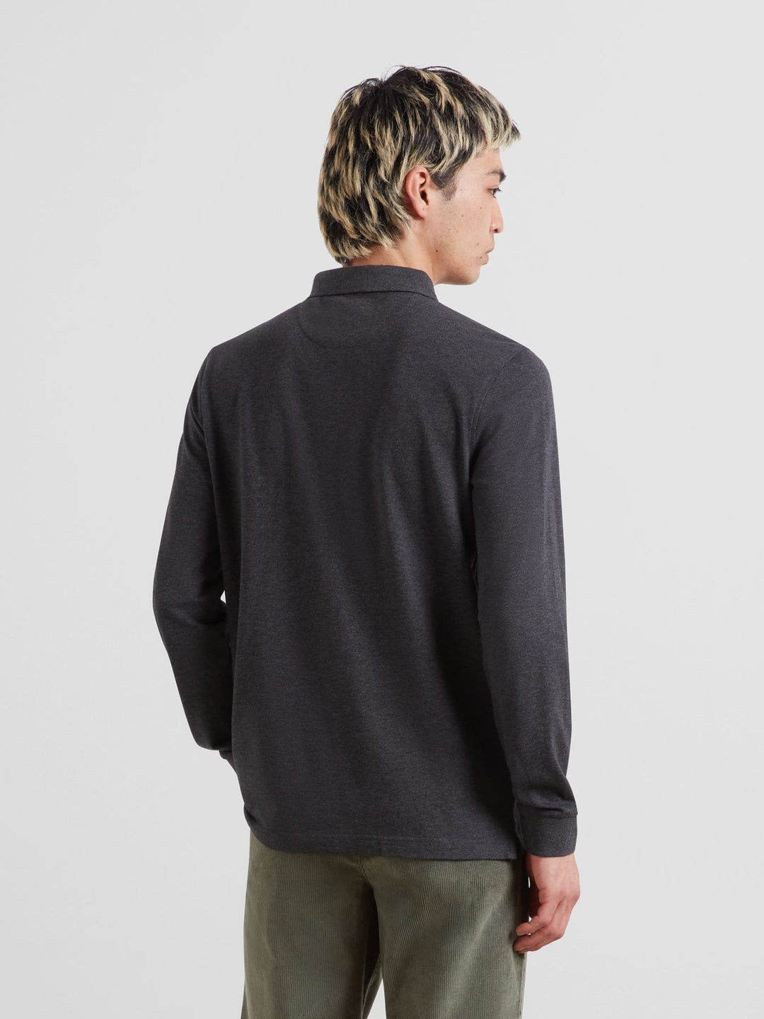 FARAH CUNNINGHAM LS POLO - WASHED BLACK
