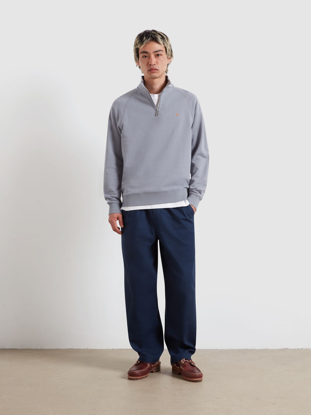 FARAH ARNOLD 1/4 ZIP - ICELANDIC BLUE