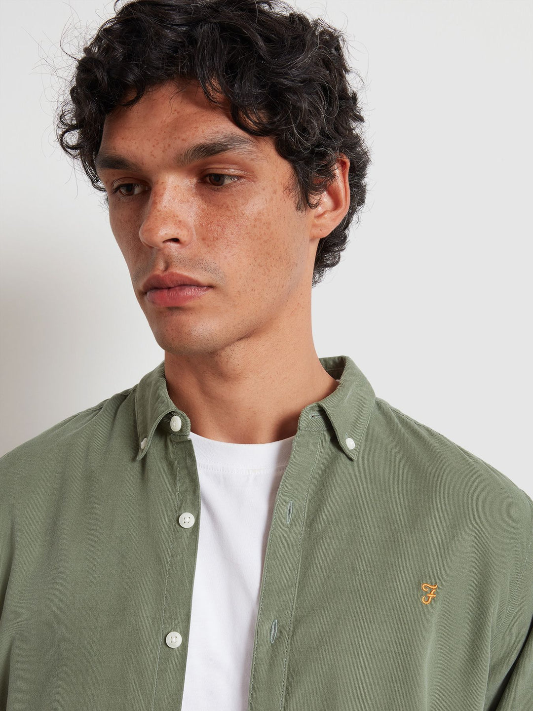 FARAH FONTELLA CORD LS SHIRT - TARRAGON GREEN