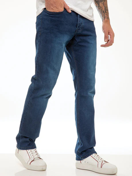 ENZO EM629 STRAIGHT LEG JEAN - MID STONE