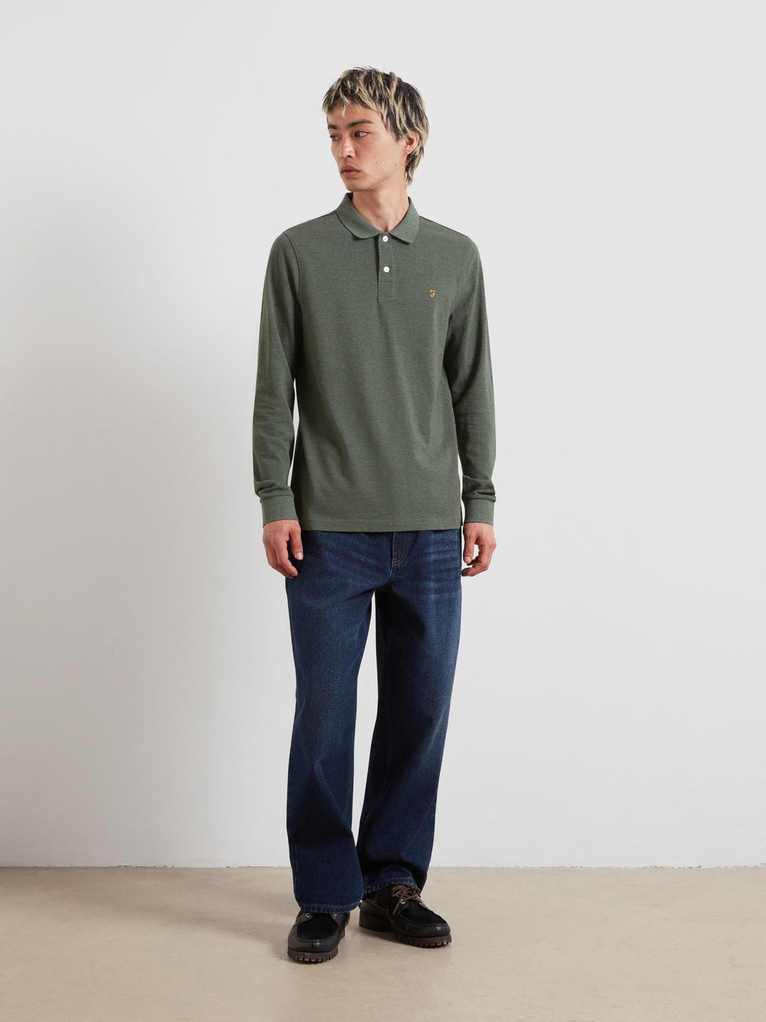 FARAH CUNNINGHAM LS POLO - ROSEMARY MARL