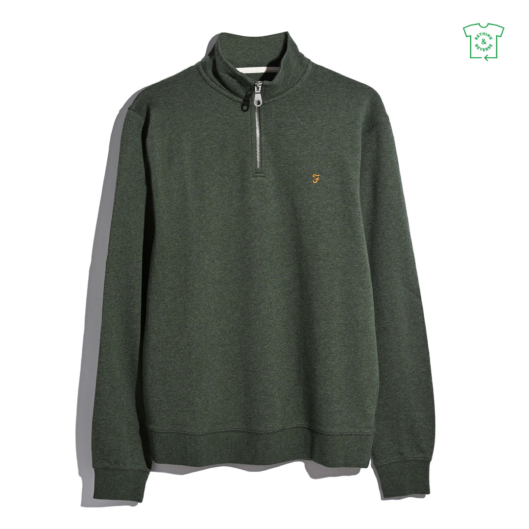 FARAH ARNOLD 1/4 ZIP - ROSEMARY MARL