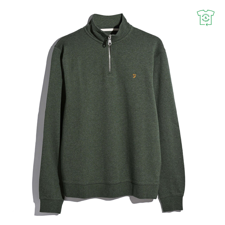 FARAH ARNOLD 1/4 ZIP - ROSEMARY MARL
